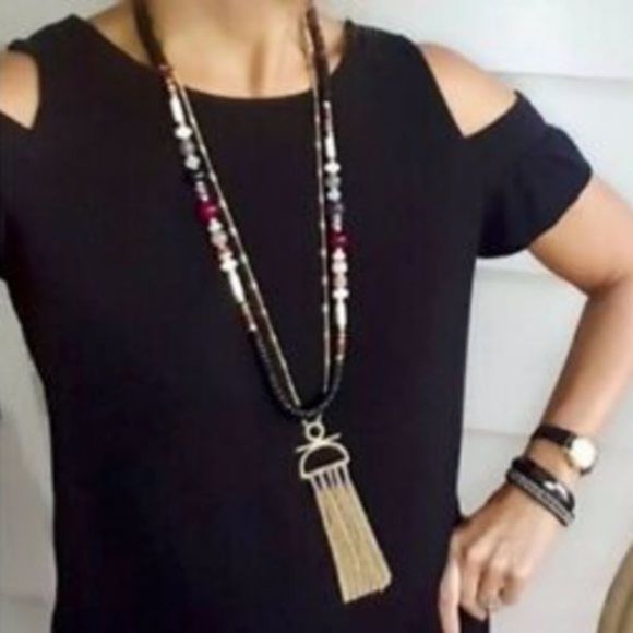 Stella & Dot ~ Genevieve beaded tassel necklace ~ versatile - Picture 10 of 15